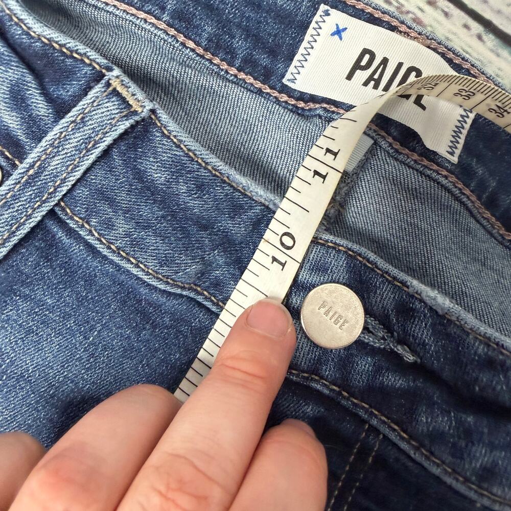 PAIGE Hoxton Ankle Jeans Womens 31 Blue High Rise Raw Hem Skinny - Picture 5 of 6